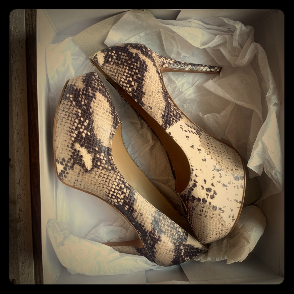 Faux snake skin heels